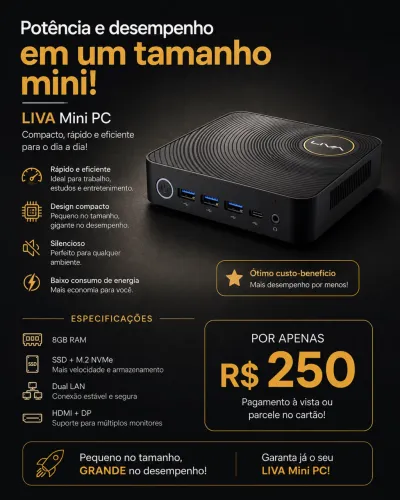 Mini pc LIVA 8g de ram barbada aceito trocas