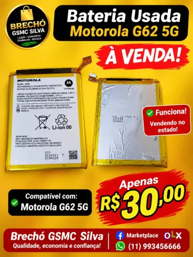 Bateria de Moto G 62 original (usada)
