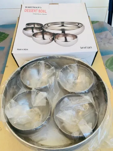 Jogo para Sobremesa de 5 Peças em Aço Inox da marca Whitman's.