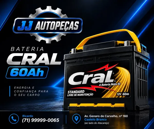 Bateria Cral 60amp R$ 330,00