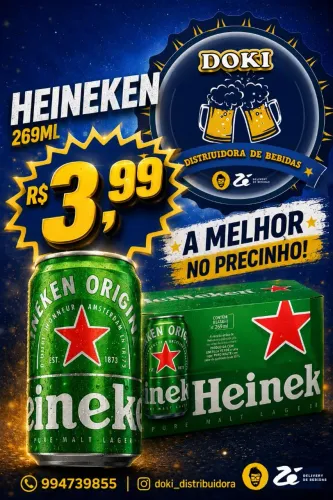 Heineken 269ml 8un, envio com pagamento antecipado.