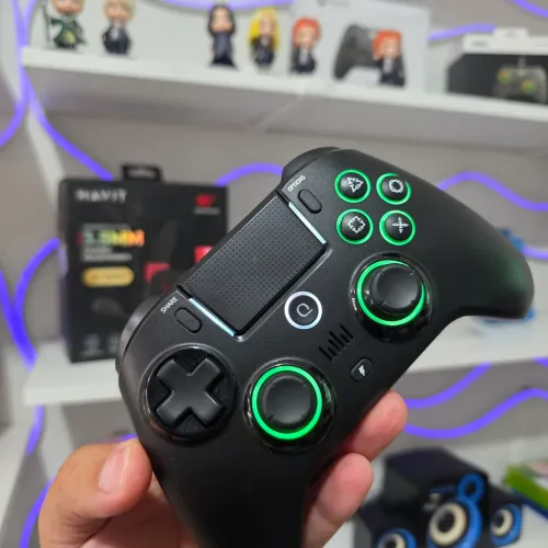 Controle QRD Spark N5 para PS3, PS4 e PS5 (em jogos de PS4), PC e Smartphone- RGB, Paddles