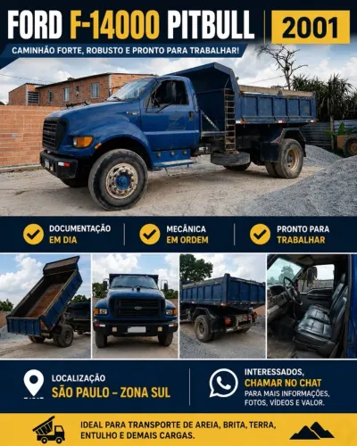 FORD F-14000 PITBULL 2001 - PRONTO PARA TRABALHAR
