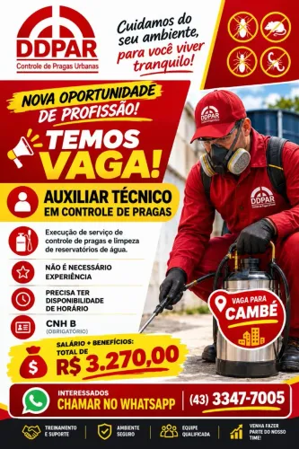 Auxiliar Técnico Controle de Pragas