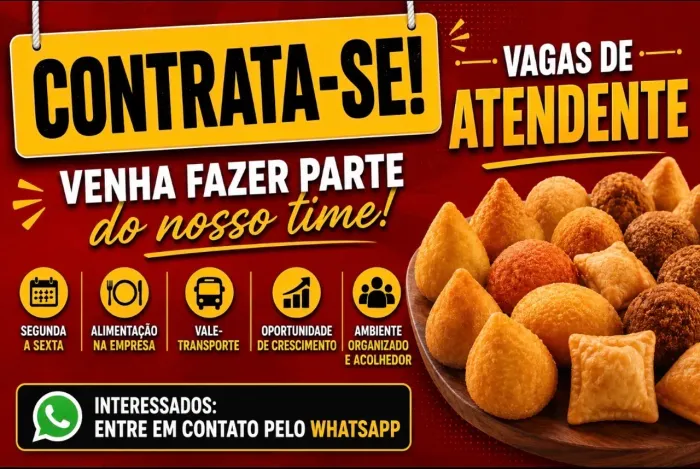 VAGAS PARA ATENDENTE DE LANCHONETE CENTRO BH