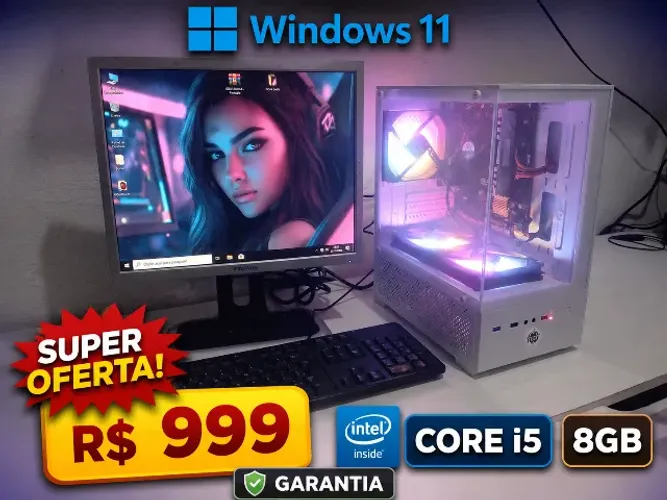 computador Core i5 / 8g GabineteGamer 3Fans Windows11 Tela HDMI 