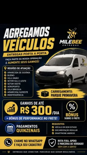 AGREGAMOS VEÍCULOS PARA ENTREGAS PORTA A PORTA