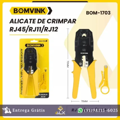 Alicate de Crimpar Rj45 / Rj11 / Rj12 Bom-1703 - Bomvink *ENTREGA GRÁTIS*
