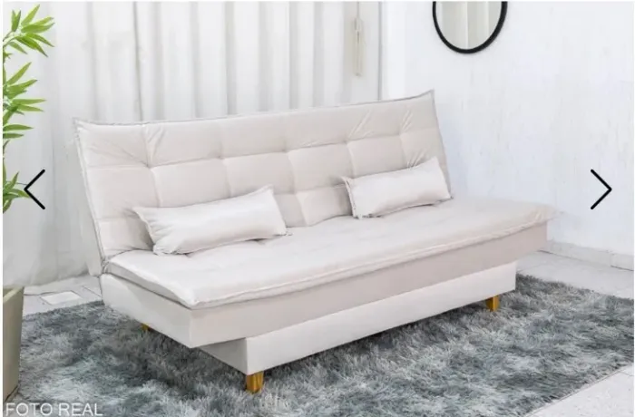 Sofá-Cama Premium 1,80m Veludo Bege | Conforto Reforçado