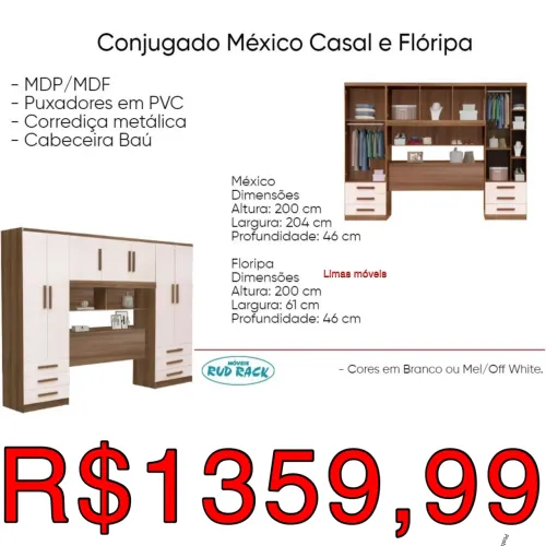 Guarda roupas Modulado Mexico Floripa / 3 cores / frete grátis  / pague na entrega 