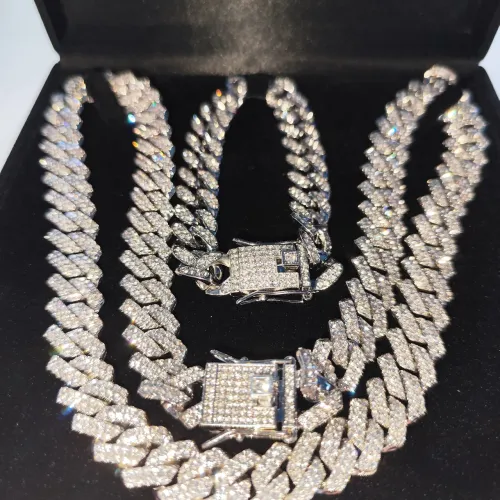 Cordão cravejado + pulseira - Premium brilho intenso