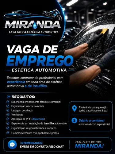 Vaga de emprego estética 