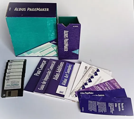 Software  Aldus PageMaker 5.0 - Vintage com 7 disquetes originais + guias
