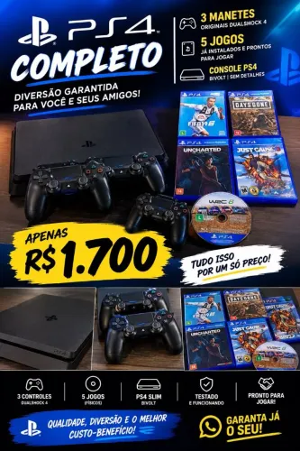Vídeo Game PS4-Somente R$1700