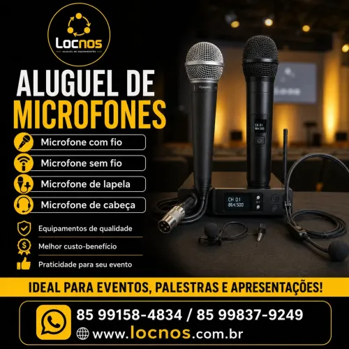 Aluguel de microfone com ou sem fio