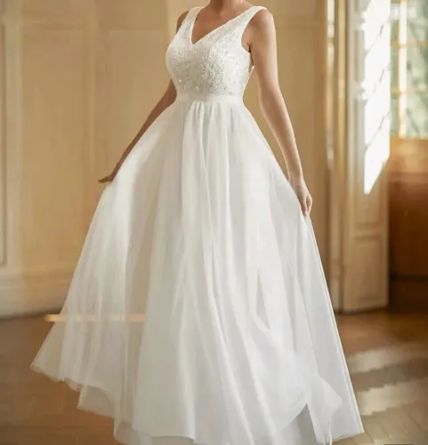 Vestido de noiva Vinatge em Tule.