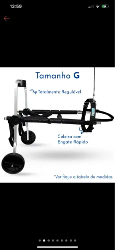 Cadeira de rodas para pet tamanho G
