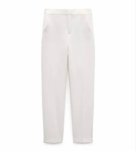 calça Zara smoking com cintura acetinada