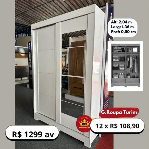 PROMOÇÃO URGENTE - Guarda-Roupa Turim com Portas de Correr + Espelho Disponível