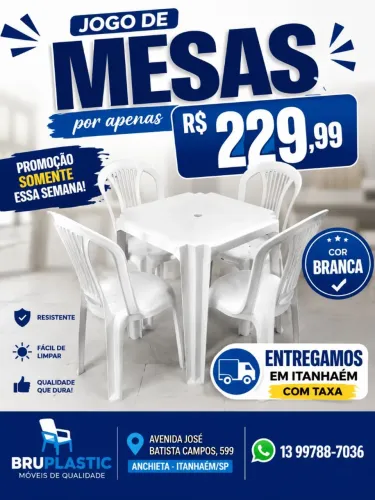 MESAS E CADEIRAS EM PROMOÇÃO