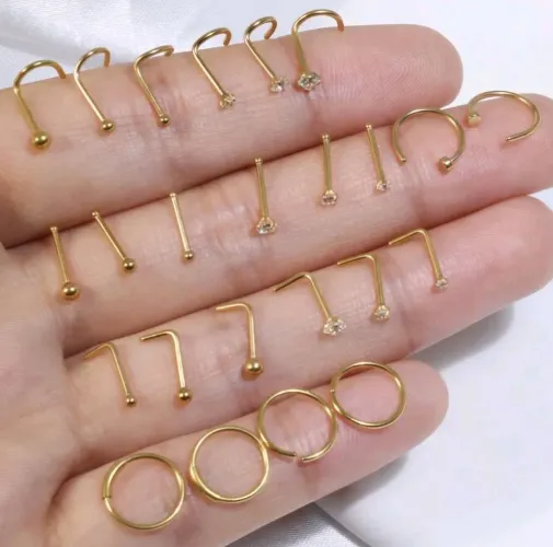 PROMOÇÃOOOO, ÚLTIMAS UNIDADES!!! Piercing de nariz dourado em aço inoxidável