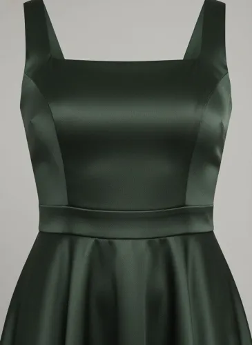 Vestido verde oliva com ótimo caimento e ideal para festas