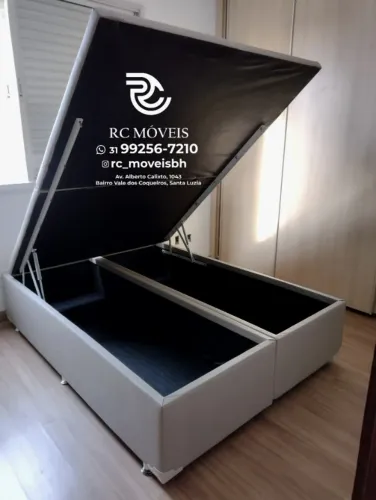 Cama box Baú Queen 1.58x1.98 Bipartido Blindado com Pistão a Gás | Oferta Especial