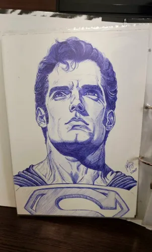 Desenho Exclusivo Superman (Henry Cavill) - Arte Realista Feita à Mão