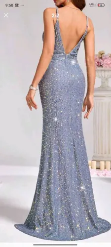 Allurite vestido camisole de paetês com fenda lateral vestimenta longa