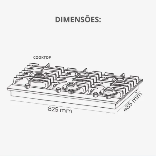 Fogão cooktop Platinium 5 Bocas 3000,00