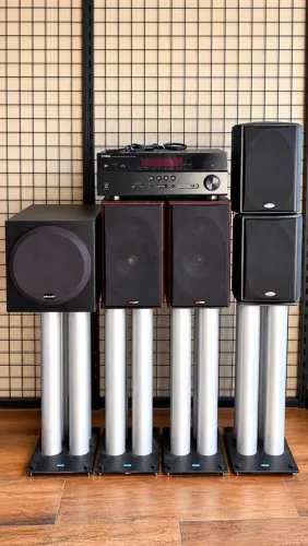 Home Theater Yamaha + Polk Audio Completo 5.1 com Receiver e Subwoofer