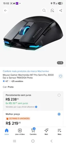 Mouse sem fio M7pro RGB 8000