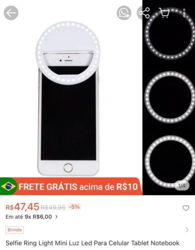 Mini Ring Light LED para Celular - Semi Novo