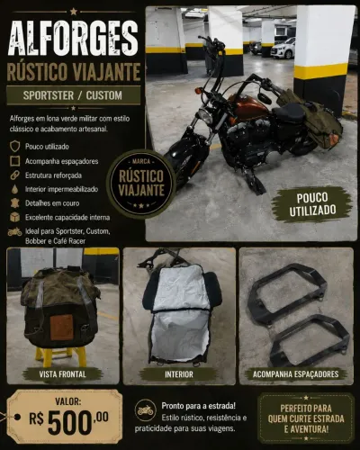 ALFORGES RÚSTICO VIAJANTE - HARLEY-DAVIDSON SPORTSTER