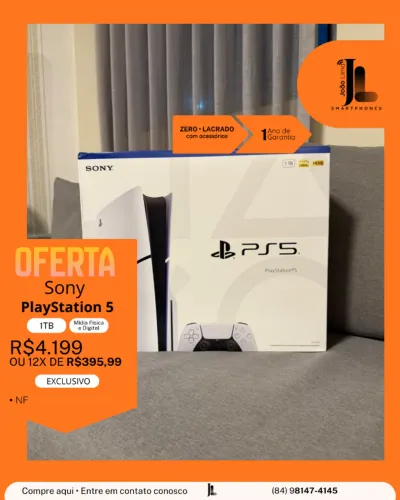 PLAYSTATION 5, 1TB, MÍDIA FÍSICA E DIGITAL, NF, LACRADO, OFERTA!