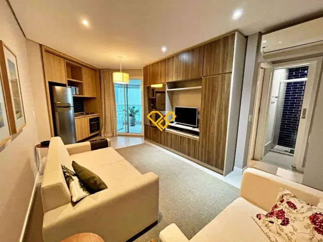 Apartamento para Locação Mobiliado com Varanda a 1 Quadra da Praia na Pompéia Santos/SP