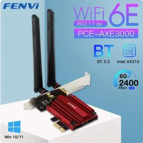 Adaptador PCI Express Fenvi WiFi 6E Wireless + Bluetooth 5.3 AX3000, 12x 18,93