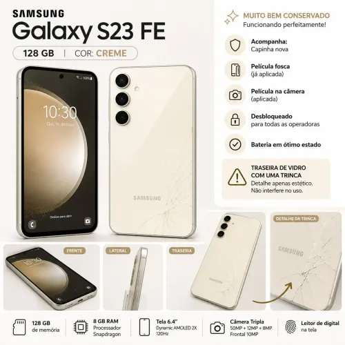 Samsung Galaxy S23 FE 128GB Creme - Funcionando Perfeitamente 
