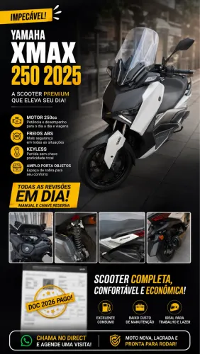 Yamaha XMAX 250 Connected 2025 | Impecável | Baixa KM