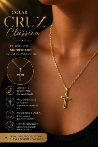 Colar cruz dourado