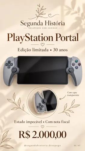 PLAYSTATION PORTAL 30 ANOS + ESTOJO E CAPA | IMPECÁVEL | COM NOTA FISCAL