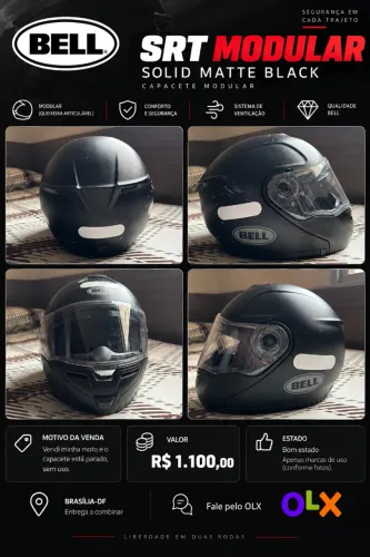 Capacete Bell SRT Modular Solid Matte Black - Tamanho 60