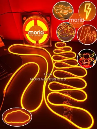 Mangueira de Led Neon Laranja 5 Metros Resistente a Água