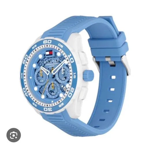Relógio Tommy Hilfiger TH Regatta Masculino Em Borracha Azul Claro
