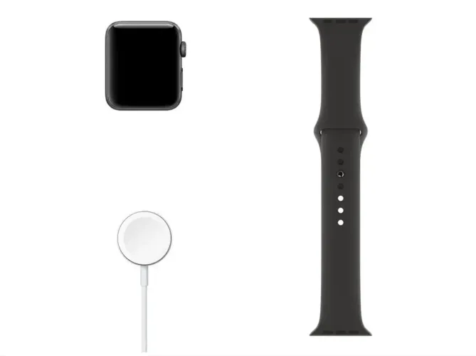 Apple Watch Series 3 (GPS) 42mm Caixa - Cinza-Espacial Alumínio Pulseira Esportiva Preta