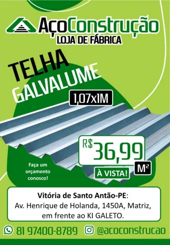 TELHA GALVALUME COM O MENOR PREÇO DO MERCADO!