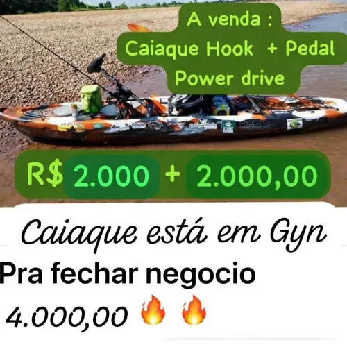Vendo caiaque Hook com pedal, em ótimas condições, pronto para pesca. Excelente negócio!