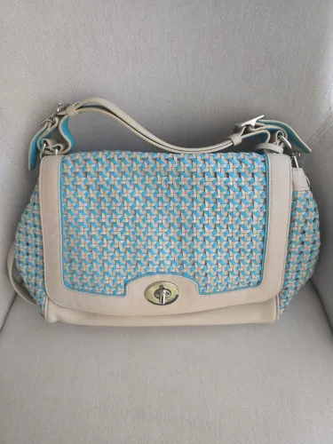 Bolsa Coach azul e bege original