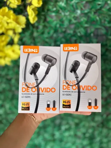 Fone de ouvido intra-auricular com fio TipoC Lelong.