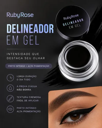 Delineador em Gel - Preto | Ruby Rose 
